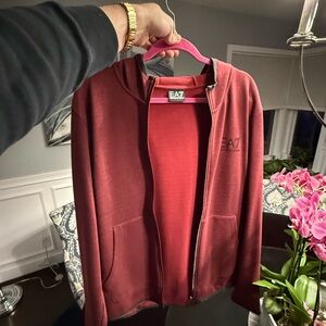 EA7 Red Zip-Up Hoodie